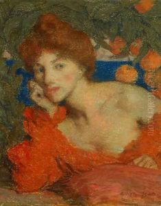 Sous Les Orangers Femme A Amalfi by Edmond-Francois Aman-Jean
