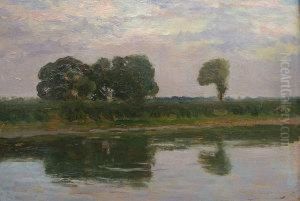 River Landscape by Lajos Szlanyi
