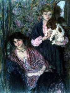 Two Women with a Spaniel Two Women with a Spaniel