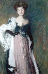Young Woman with a rose by Edmond-Francois Aman-Jean