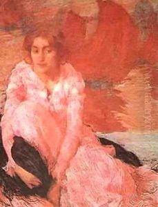 Girl In A Pink Dress 1900-1902 by Edmond-Francois Aman-Jean