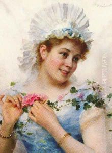A Young Girl With Roses by Federico Andreotti