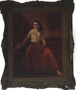 Woman With Wash Bowl Resting In A Landscape by Peter Szule