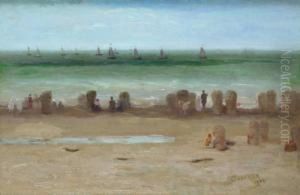 Badstrand En Bomschuiten by Jacob Taanmann