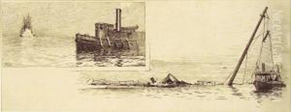 Wreck Of The U.s. Coast Survey Schooner Silliman. Signed Lower Left Taber. Original Illustration For - view 1