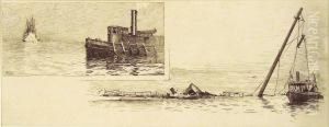 Wreck Of The U.s. Coast Survey Schooner Silliman. Signed Lower Left Taber. Original Illustration For by Isaac Walton Taber