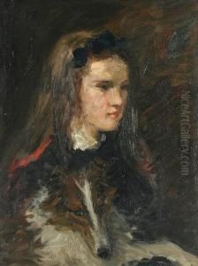 A Girl And Her Dog by Augustus Vincent Tack