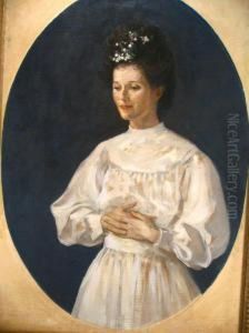 Portrait Of Woman In White Dress by Augustus Vincent Tack