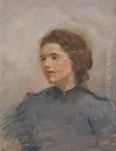 Sketch Of Girl In Blue Dress by Augustus Vincent Tack
