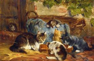 The Kittens' Supper by Julius Adam