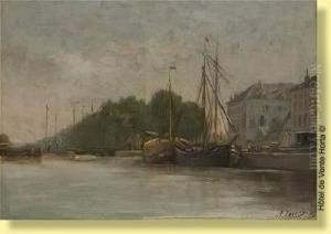 Peniches Sur Le Canal by Jean-Francois Taelemans