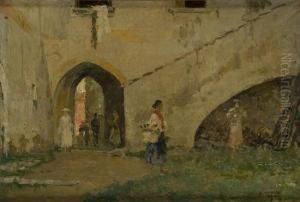 Scena Di Vita Nell""antico Cortile by Raffaele Tafuri