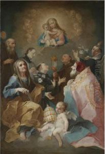 Madonna And Child In Glory With Saints by Giovanni Battista Tagliasacchi