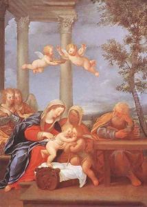 Holy Family 1630 by Francesco Albani
