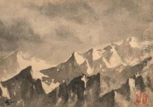Mountain Crags by Gaganendranath Tagore