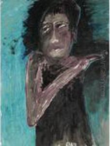 Untitled (figure With Green Background) by Rabindranath Tagore