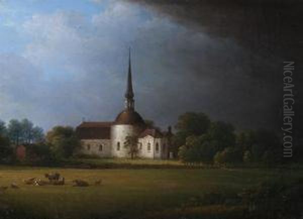 Abbey Church In Pastoral Landscape - view 1