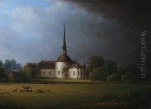 Abbey Church In Pastoral Landscape