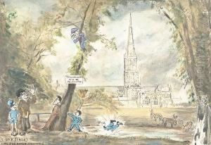 A Sketchbook Containing Caricatures Of Art And Historical Scenes