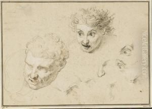Etude De Deux Tetes D'hommes Et Reprise Des Yeux Et Du Nez Etude De Deux Tetes D'hommes Et Reprise Des Yeux Et Du Nez
