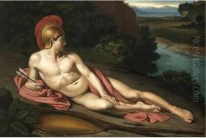 An Injured Warrior Reclining Beside A River by Jean-Joseph Taillasson