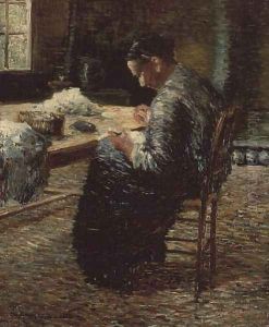 Portrait of the Artist's Mother Sewing, 1885 by Charles Angrand
