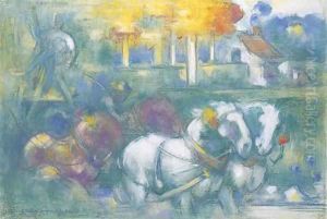 Le triomphe des moissonneurs by Charles Angrand