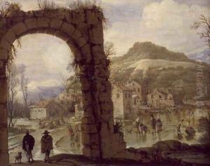 Winter Scene with an Arch by AB. C.
