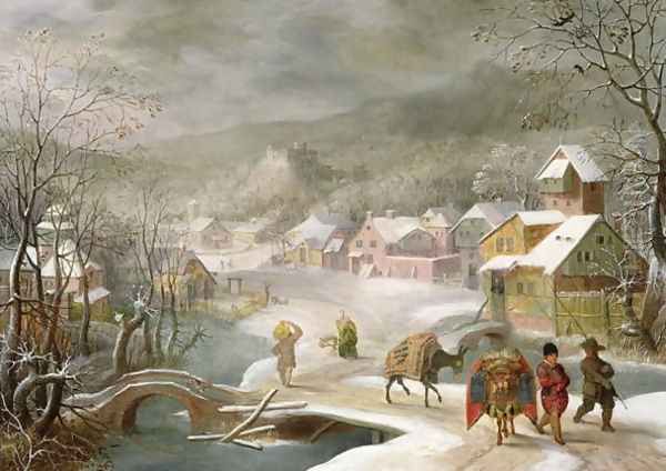 A Winter Landscape with Travellers on a Path - view 1