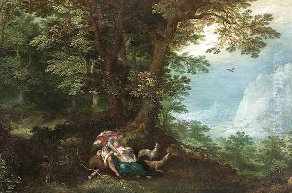 Extensive Wooded Landscape with Cephalus and Procris by Denys Van Alsloot