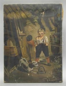 Young Boy And His Dog by John Tallman