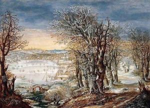 Winter Landscape in the Fôret de Soignes, with the Flight Into Egypt by Denys Van Alsloot
