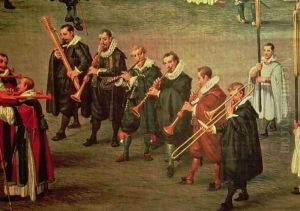 Musicians taking part in The Ommeganck in Brussels on 31st May 1615- Procession of Notre Dame de Sablon by Denys Van Alsloot