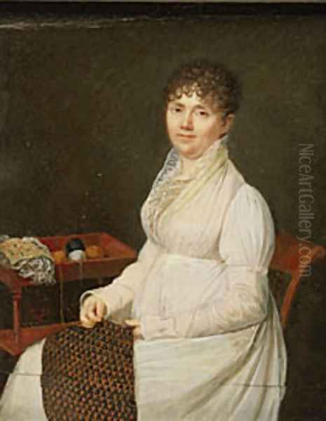 Portrait of a Woman with Tapestry Work - view 1
