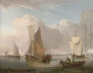 A cluster of barges drying their sails in Shoreham harbour by William Anderson