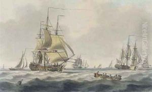 Royal Naval frigates and other shipping in the Downs