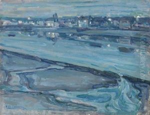 Untitled (dusk Scene Of A Flooded River And Nearby Town). by Henry Ossawa Tanner
