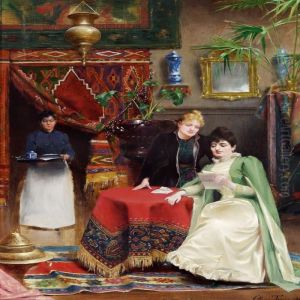Arabian Interior With A Woman Reading A Letter by Henri Adriene Tanoux