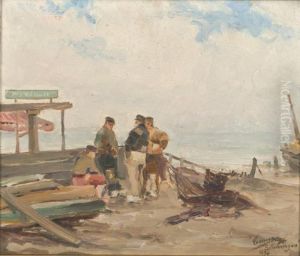 Reunion De Pecheurs Autour D'un Feu by Henri Adriene Tanoux