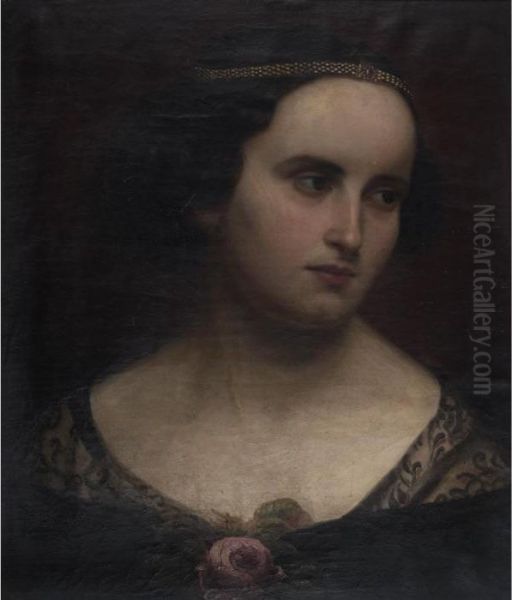 A Pre-raphaelite Lady Wearing A Rose - view 1