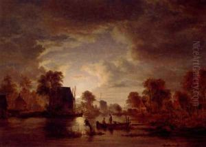 Travellers Before A Forest Lodge