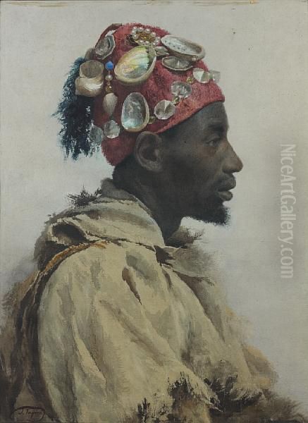 An Arab Man Wearing A Hat Decorated Withshells - view 1