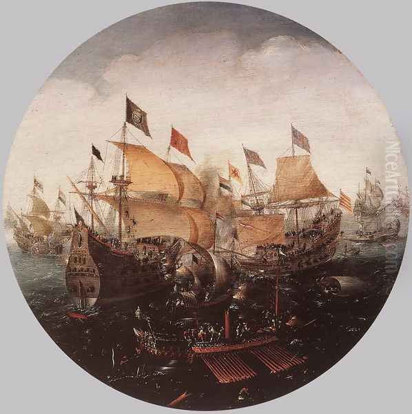 Sea Battle between Dutch and Spanish Boats 1604 - view 1