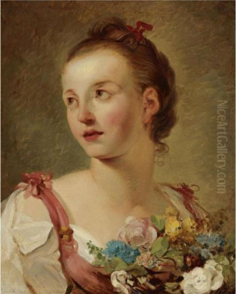 A Young Girl With Flowers - view 1