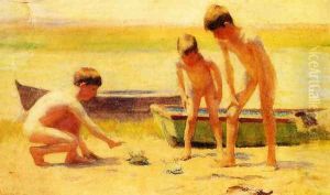 Boys Playing with Crabs by Thomas Pollock Anschutz