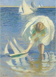 Child And Boat (child With Boat; Girl With Sailboat) by Edmund Charles Tarbell