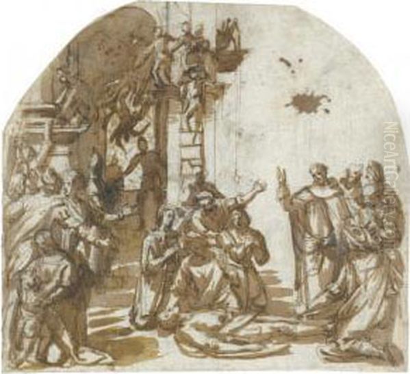 A Saint Reviving An Artist Fallen From A Scaffolding While Paintinga Fresco - view 1