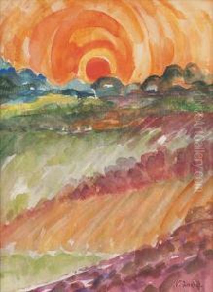 Paysage Au Soleil Couchant. - view 1