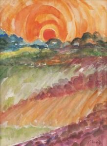 Paysage Au Soleil Couchant. by Nicolas Tarkhoff