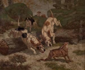 "jagdhunde Hetzen Einen Hasen" by Georges Emmanuel Oscar Tartarat